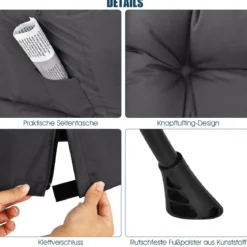 Sessel modern Relaxsessel mit Armlehnen & Seitentasche Freizeitsessel aus Polyestergewebe Ohrensessel für Wohnzimmer Grau