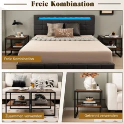 Set aus 2 Beistelltischen 2er Set Couchtisch mit Offenem Ablagefach Braun