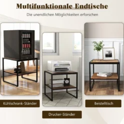 Set aus 2 Beistelltischen 2er Set Couchtisch mit Offenem Ablagefach Braun
