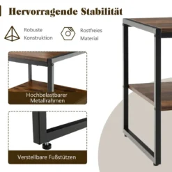 Set aus 2 Beistelltischen 2er Set Couchtisch mit Offenem Ablagefach Braun
