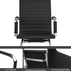 Set aus 6 Bürostühlen Moderne Konferenzstühle mit Mittlerer Rückenlehne & Kufengestell Schwarz
