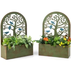 Set aus 2 dekorativen Hochbeeten für den Garten Wand-Pflanzkästen 40 x 17 x 60 cm Rost
