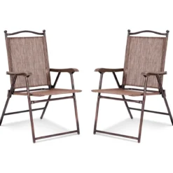 Set aus 2 Klappstühlen für die Terrasse klappbare Gartenstühle Braun