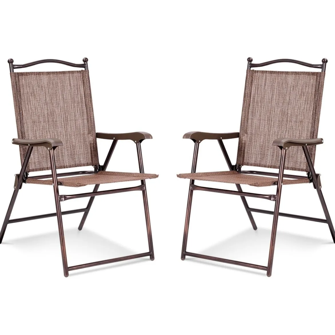 Set aus 2 Klappstühlen für die Terrasse klappbare Gartenstühle Braun