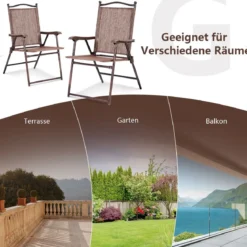 Set aus 2 Klappstühlen für die Terrasse klappbare Gartenstühle Braun