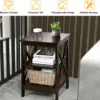 2 Set-Beistelltisch 3 Ebenen Sofatisch Quadratisch Nachttisch fürs Bett 40 x 40 x 61 cm Braun