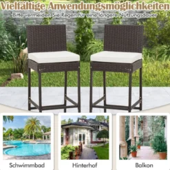 Set mit 4 Wicker Barhockern für die Terrasse 40 x 50 x 108 cm