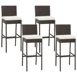 Set mit 4 Wicker Barhockern für die Terrasse 40 x 50 x 108 cm
