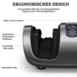 Shiatsu Fußmassagegerät mit Rollen Kneten und Heizung 55,5 x 37 x 25,5 cm Grau