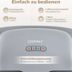 Shiatsu Fußmassagegerät mit Wärmefunktion & 3-stufige Tiefknetung & Luftkompression Fußwärmer