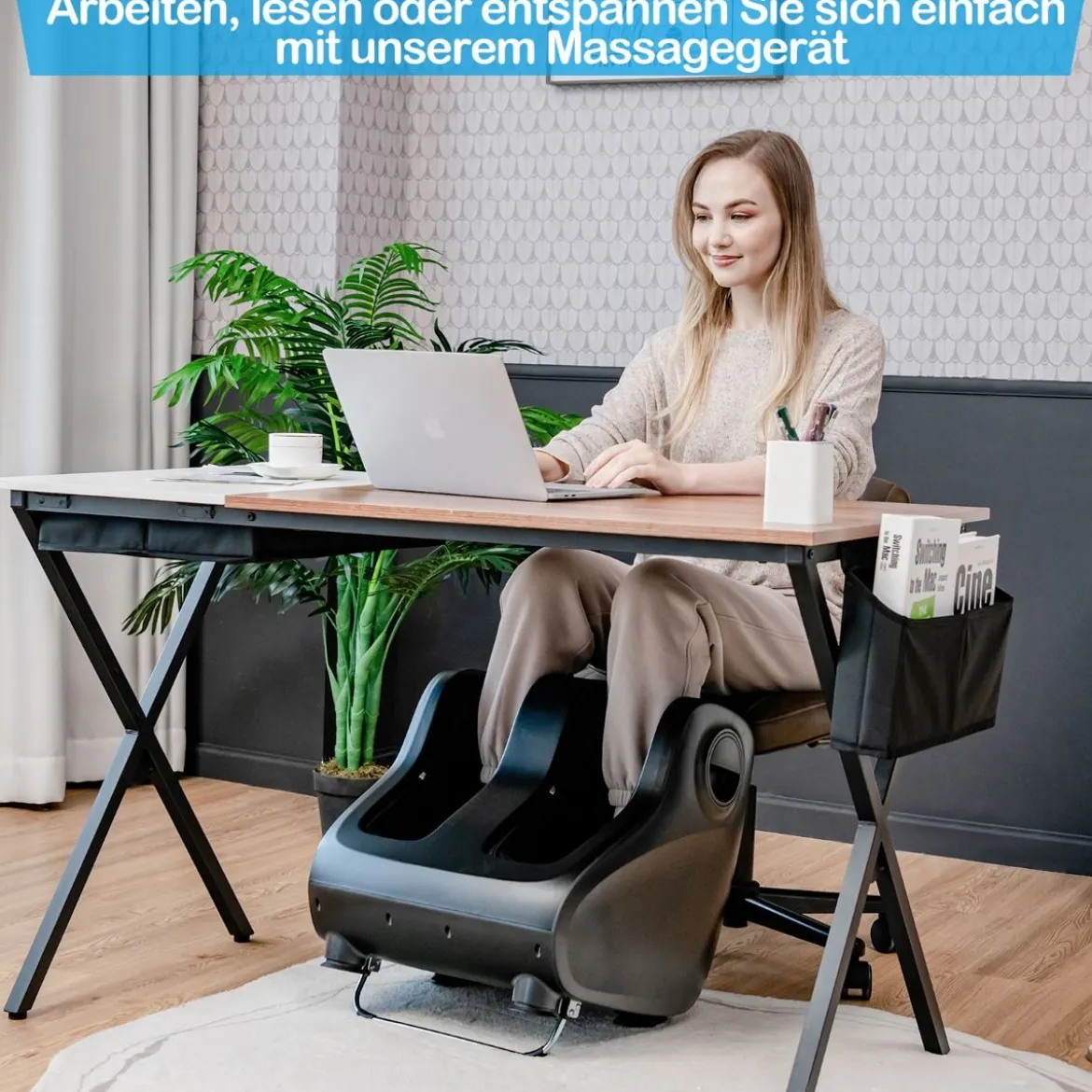 Shiatsu Fuß- und Wadenmassagegerät beheiztes Fußmassagegerät 47,5 x 42,5 x 46 cm Schwarz