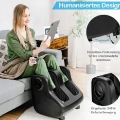 Shiatsu Fuß- und Wadenmassagegerät beheiztes Fußmassagegerät 47,5 x 42,5 x 46 cm Schwarz