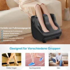 Shiatsu Fuß- und Wadenmassagegerät beheiztes Fußmassagegerät 47,5 x 42,5 x 46 cm Schwarz