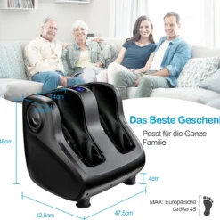 Shiatsu Fuß- und Wadenmassagegerät beheiztes Fußmassagegerät 47,5 x 42,5 x 46 cm Schwarz