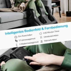 Shiatsu Fuß- und Wadenmassagegerät beheiztes Fußmassagegerät 47,5 x 42,5 x 46 cm Schwarz
