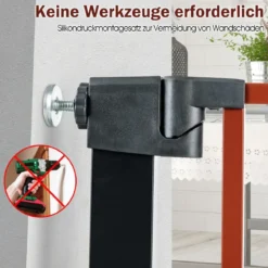 Sicherheitsgitter Haustiergitter mit Automatischem Schließen & Öffnen 71 x 4,5 x 79 cm Schwarz