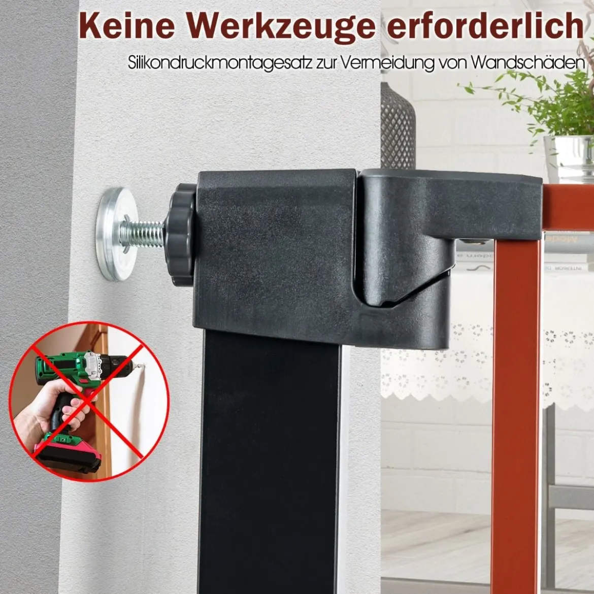 Sicherheitsgitter Haustiergitter mit Automatischem Schließen & Öffnen 71 x 4,5 x 79 cm Schwarz