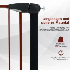 Sicherheitsgitter Haustiergitter mit Automatischem Schließen & Öffnen 71 x 4,5 x 79 cm Schwarz