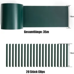 Sichtschutzfolie Zaunblende PVC Zaunfolie Gartenzaun Abdeckung Sichtschutz Windschutz 35 m x 19 cm Dunkelgrün