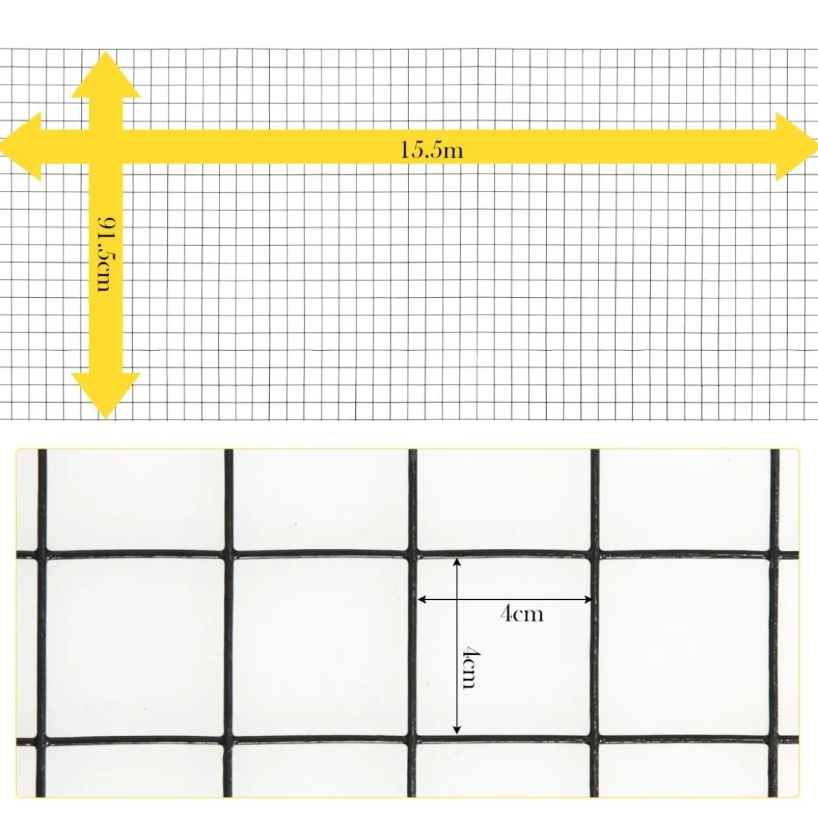 Sichtschutz Gartenzaun Dekorativer Zaun Drahtzaun 91 cm x 15,5 m Schwarz