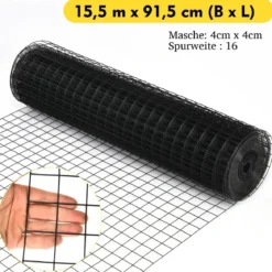 Sichtschutz Gartenzaun Dekorativer Zaun Drahtzaun 91 cm x 15,5 m Schwarz
