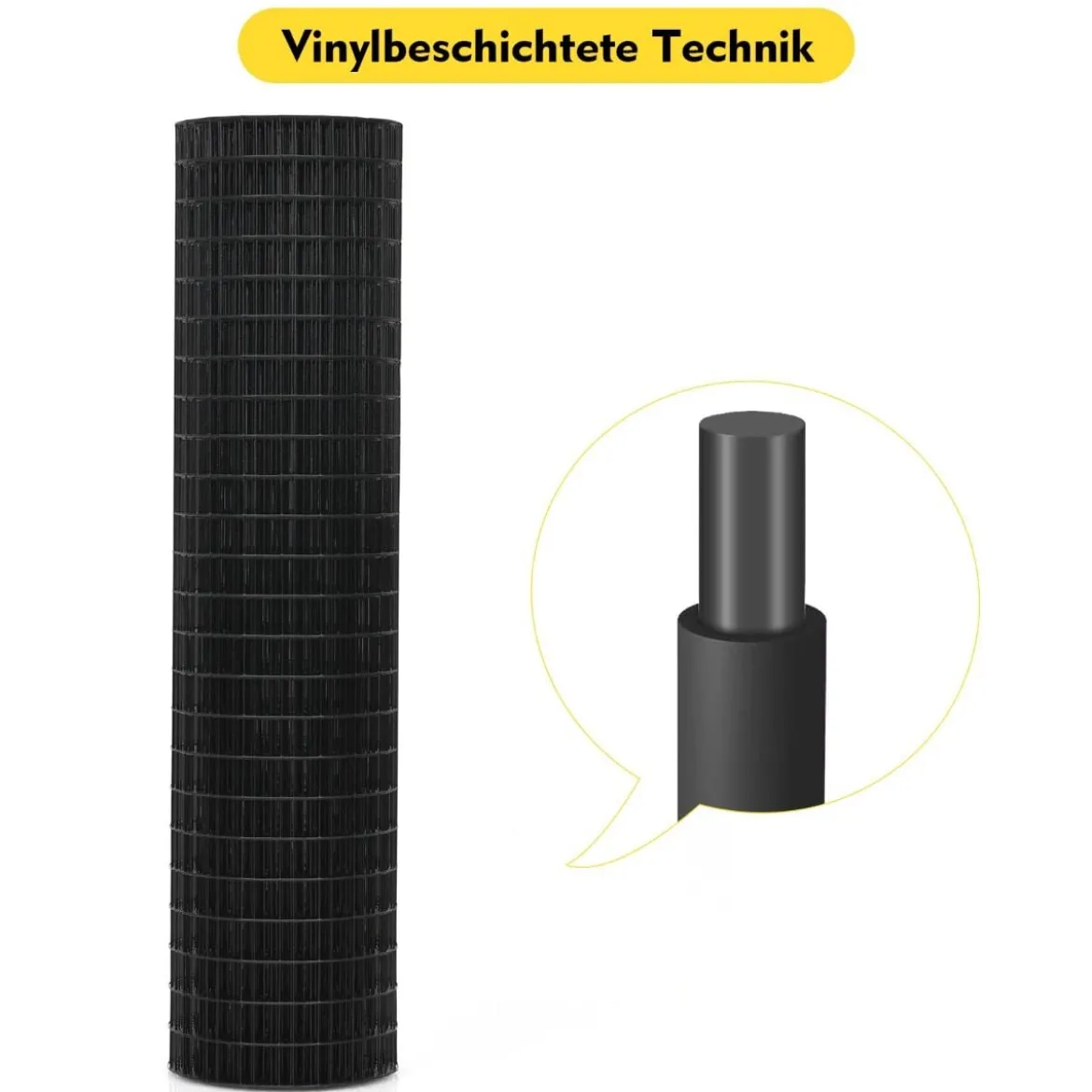 Sichtschutz Gartenzaun Dekorativer Zaun Drahtzaun 91 cm x 15,5 m Schwarz