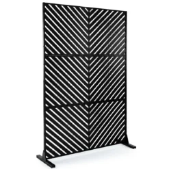 Sichtschutz Metall Outdoor Paravent mit Ständer Freistehende Sichtschutzwand 16 kg Schwarz