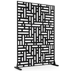 Sichtschutz Metall Outdoor Paravent mit Ständer Freistehende Sichtschutzwand 14 kg Schwarz