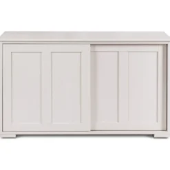 Sideboard Anrichte Küchenschrank Beistellschrank mit Schiebetüren Weiß/Braun/Schwarz 106,5 x 33 x 60 cm