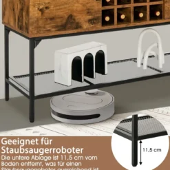 Sideboard aus Holz mit Weinregal & Türen Küchenschrank 120 x 40 x 85 cm Rustikales Braun