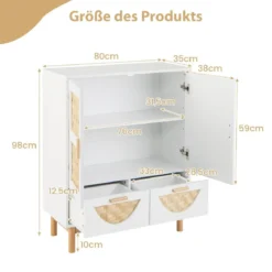 Sideboard Buffetschrank mit 2 Türen & 2 Schubladen & Verstellbarem Regal Küchenschrank