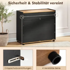 Sideboard Buffet-Schrank mit Stauraum Holz-Kaffeebar-Stationstisch mit 1 Schublade & 2 Türen Schwarz