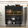 Sideboard Holz Kommode mit verstellbaren Ablagen & 2 Türen Anrichteschrank Buffetschrank Küchenschrank Aufbewahrungsschrank 75 x 35 x 95 cm Schwarz