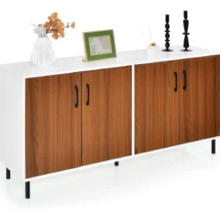 Sideboard Kommode mit 4 Türen Anrichte Schrank Holz 148 x 40 x 75,5 cm Walnuss