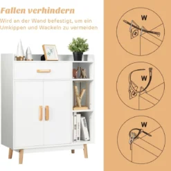 Sideboard Konsolenschrank aus Holz Schubladenkommode Beistellschrank Weiß