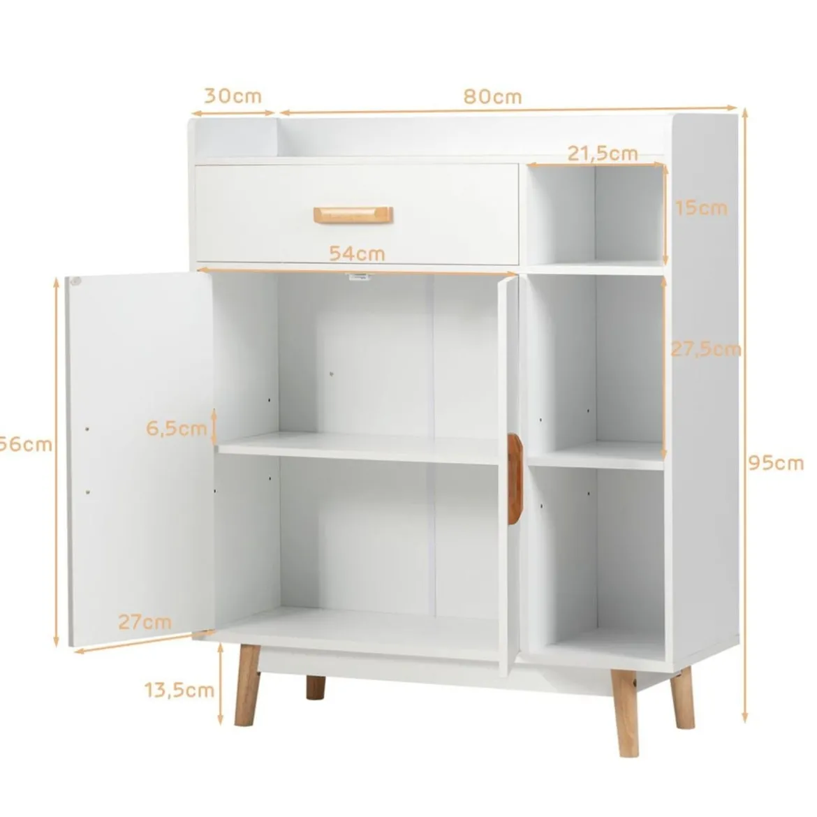 Sideboard Konsolenschrank aus Holz Schubladenkommode Beistellschrank Weiß