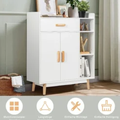 Sideboard Konsolenschrank aus Holz Schubladenkommode Beistellschrank Weiß