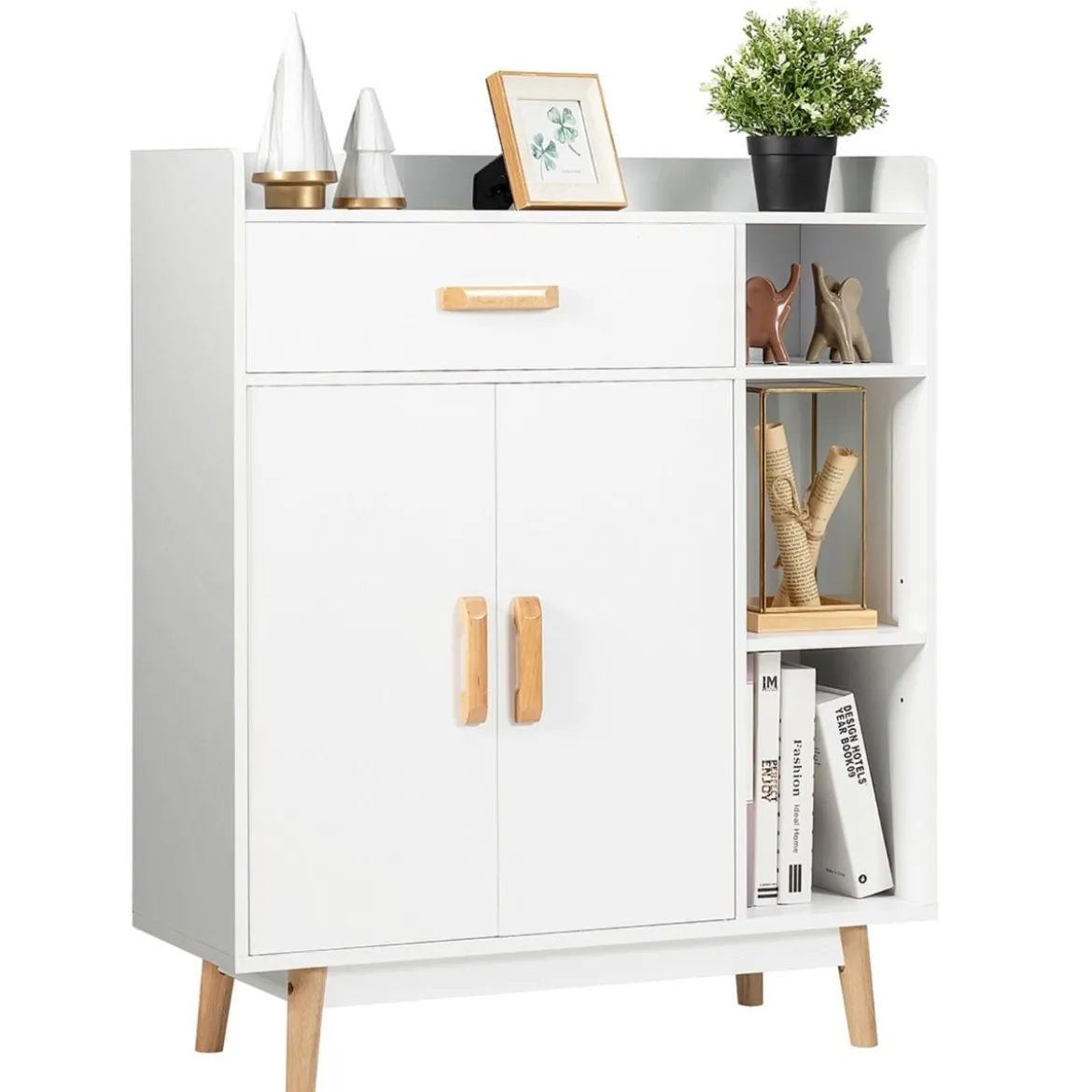 Sideboard Konsolenschrank aus Holz Schubladenkommode Beistellschrank Weiß