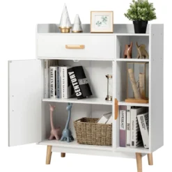 Sideboard Konsolenschrank aus Holz Schubladenkommode Beistellschrank Weiß
