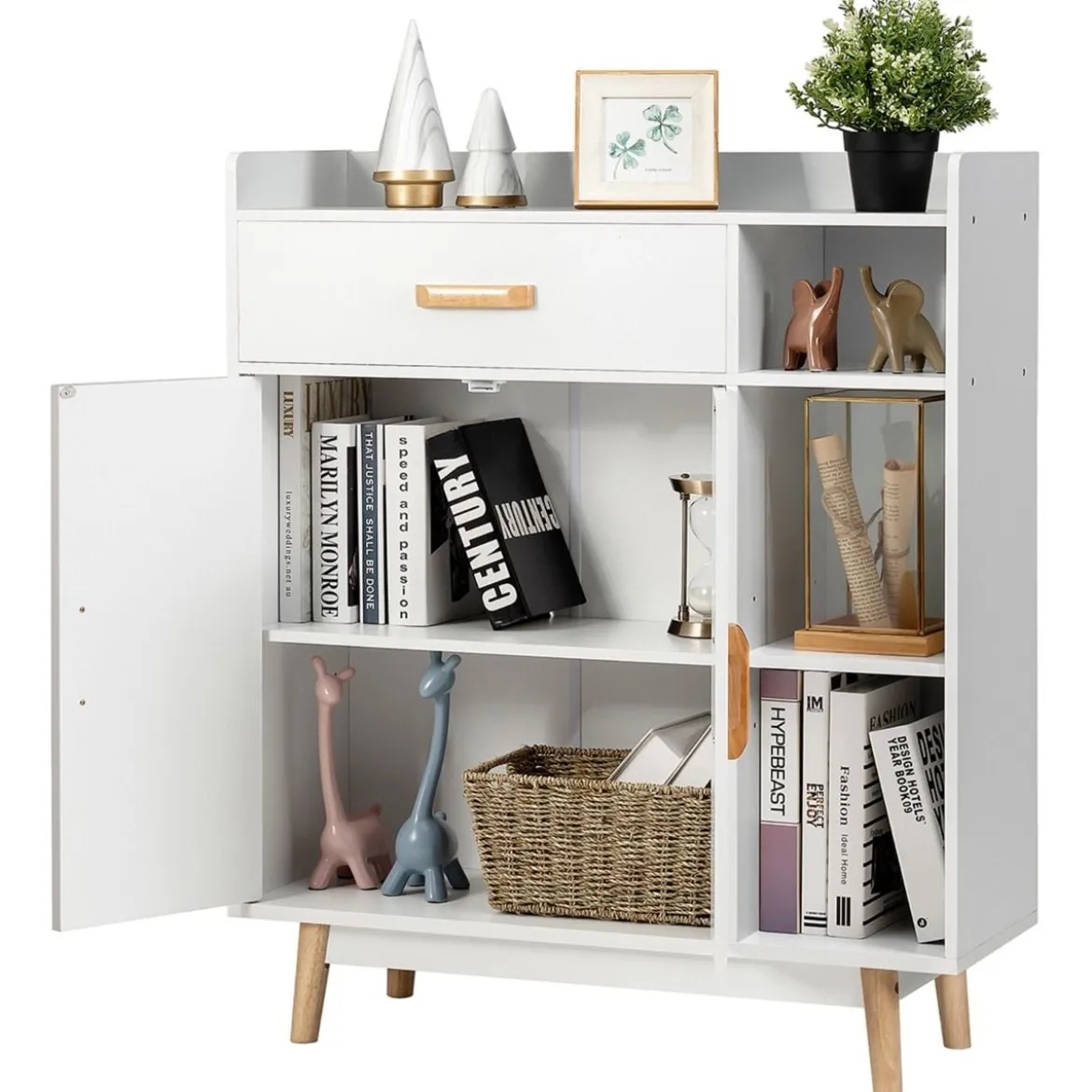 Sideboard Konsolenschrank aus Holz Schubladenkommode Beistellschrank Weiß