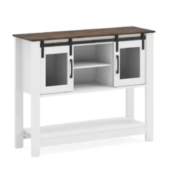 Sideboard mit Ablage & 2 Schiebetüren & 2 Offenen Fächern & Verstellbarem Regal Flurtisch