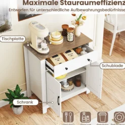 Sideboard mit Arbeitsplatte & Schublade & 2 Türen & Verstellbares Regal Landhausstil Küchenschrank