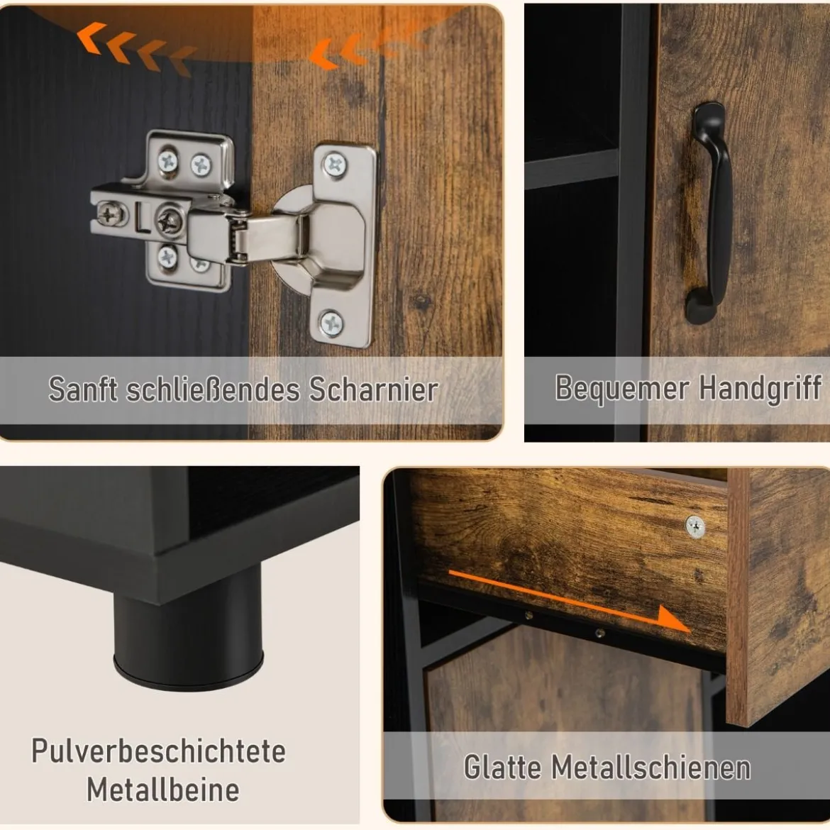 Sideboard mit Schublade 4 Offenen Fächern und 1 Tür 120 x 40 x 80 cm