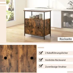 Sideboard mit 3-Stöckiger Schrank und Türen Küchenschrank mit offenem Regal 80 x 40 x 80 cm Rustikales Braun