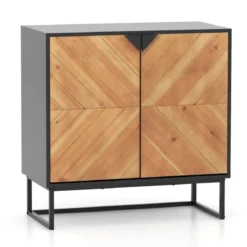 Sideboard mit 2 Türen Küchenschrank mit Regal Buffetschrank modern mit Metallbeinen 80 x 40 x 80 cm Schwarz