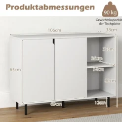 Sideboard mit 2 Türen & Verstellbaren Regalen Moderner Küchenschrank Buffet Schrank