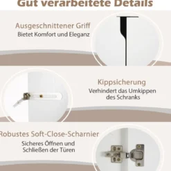 Sideboard mit 2 Türen & Verstellbaren Regalen Moderner Küchenschrank Buffet Schrank