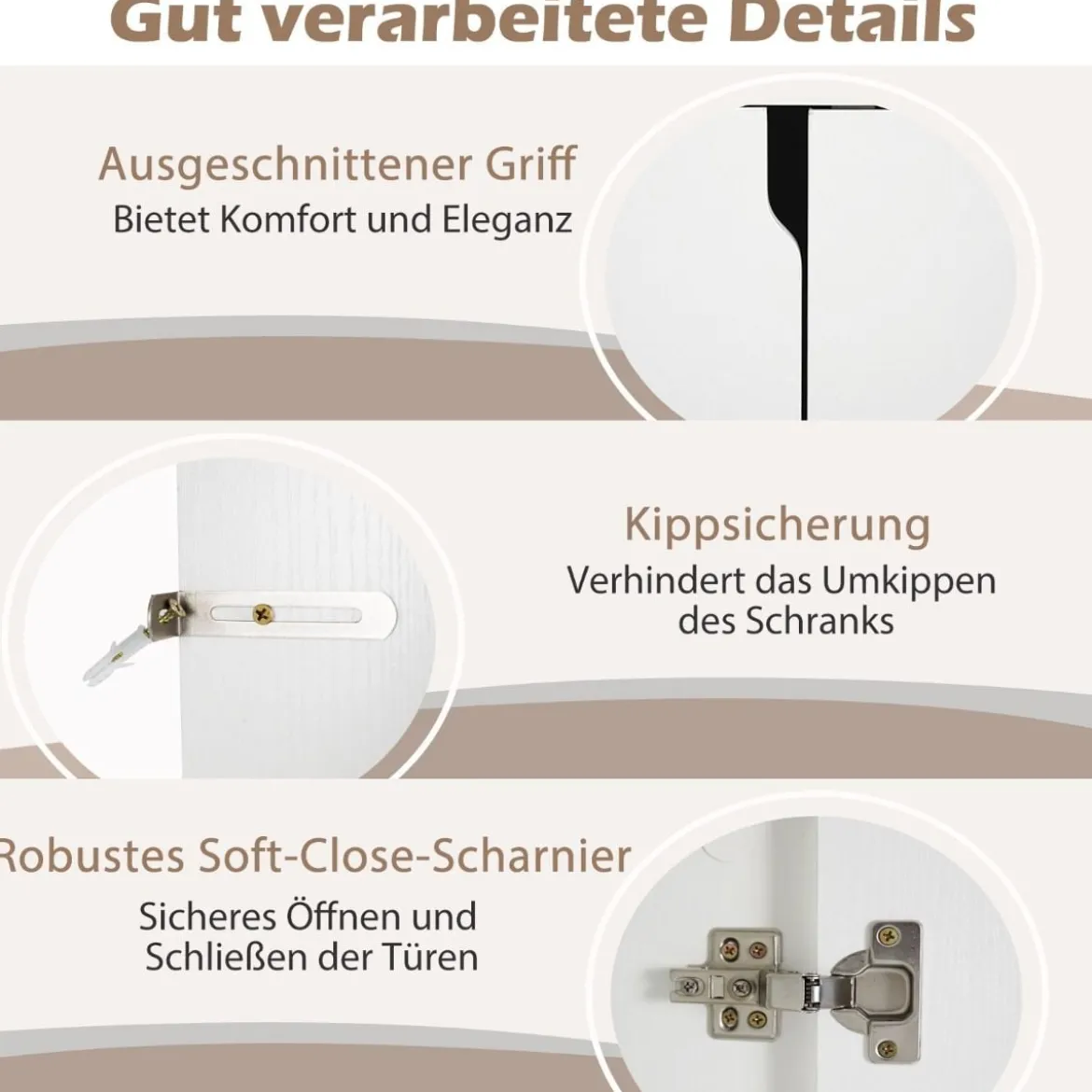 Sideboard mit 2 Türen & Verstellbaren Regalen Moderner Küchenschrank Buffet Schrank