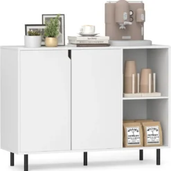 Sideboard mit 2 Türen & Verstellbaren Regalen Moderner Küchenschrank Buffet Schrank