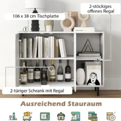 Sideboard mit 2 Türen & Verstellbaren Regalen Moderner Küchenschrank Buffet Schrank